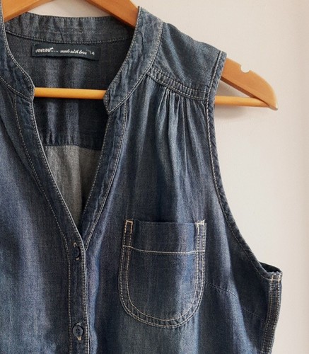 NEXT denim sleeveless shirt top tunic 