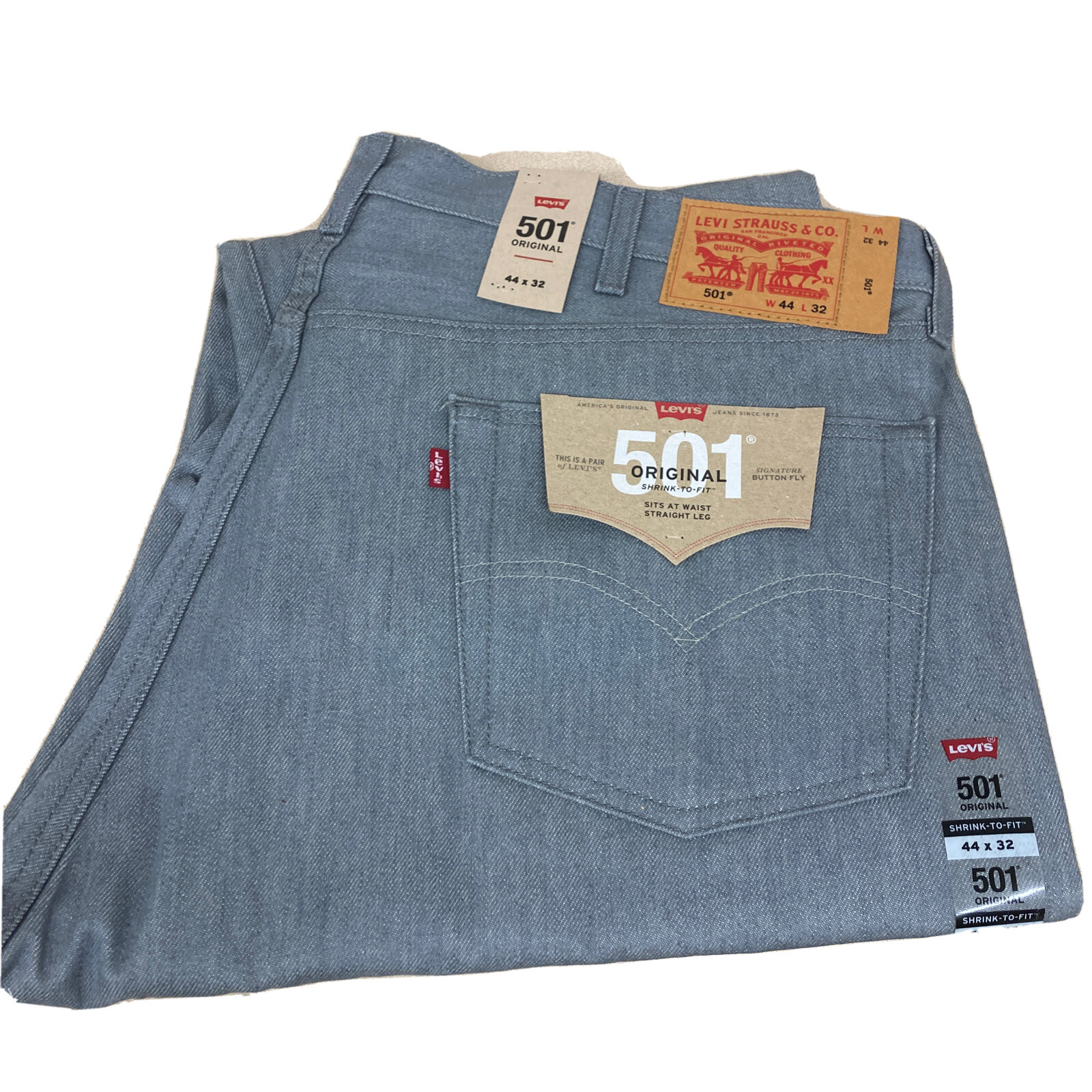 Levis 501 Shrink To Fit Grey