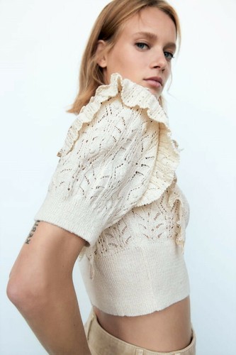 ZARA light beige KNIT TOP \u0026 RUFFLES TOP 