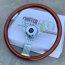 18 Chrome Banjo Spoke Real Dark Wood Grip 3 Hole Horn Hub Kenworth Peterbilt 18 Chrome Banjo Spoke Real Dark Wood Grip 3 Hole Horn Hub Kenworth Peterbilt