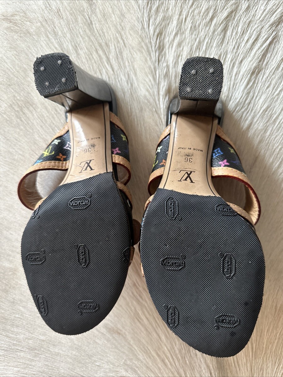 Louis Vuitton Murakami Multicolor Monogram Flower Heels Black