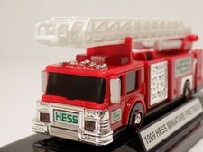Hess Mini Truck 1999  Miniature Ladder Fire Truck on a Display Mount NOS