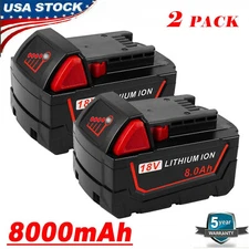 2x 8.0AH Battery For Milwaukee M18 18V Lithium-ion Extended Capacity 48-11-1860