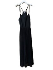 Bar 3 women's size Medium Black Halter Neck accordion pleat Maxi Dress Feminine