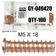 GYS Weld on Self Threading studs, M5 X 18, Dent Pulling. GYS-049420