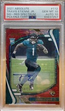 2021 Absolute RED Travis Etienne Spectrum /100 #112 PSA10 / AUTO10.. POP 2 🔥🚀