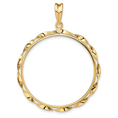 14k Gelbgold gefaltetes Band Krappen Set Isle of Man 1 oz Katze Münze Einfassung