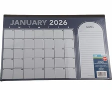 Jot 2026 Monthly Desk Pad Calendar 11" x 17" with Notes Section Dark Blue