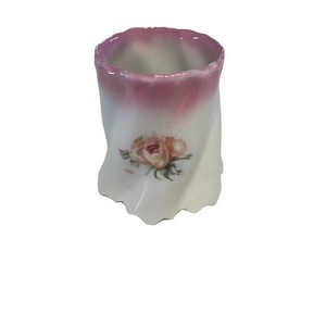 Antique Ceramic Pin Cup Holder Roses