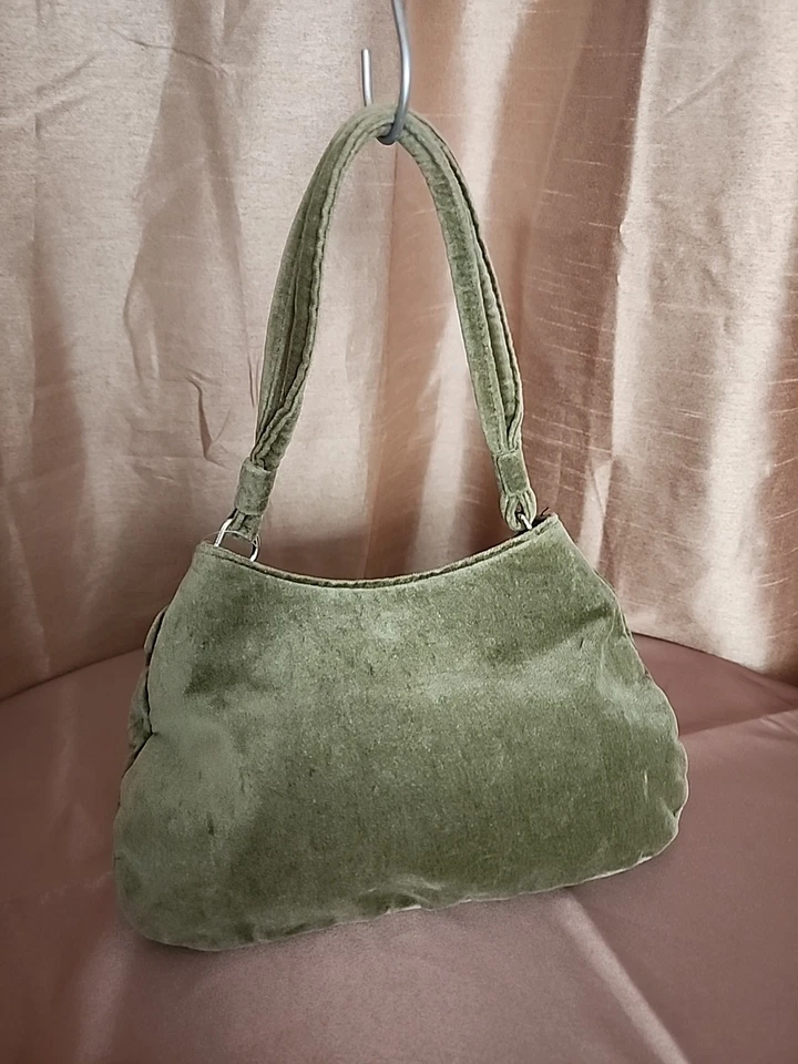 Antiguo Azul Marino Pequeño Verde Oliva Terciopelo Bolso Cartera Estrás Perla Prendedor Cóctel  Foto 3 de 4