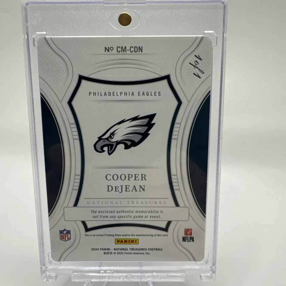 Cooper Dejean 2024 NATIONAL TREASURES PLACA DE IMPRESSÃO PATCH NOVATO 1/1  - Imagem 2 de 4