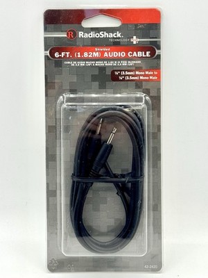 RadioShack 42-2420A 6 ft Shielded Audio Cable Mono Male-to-Male Miniplug - NEW