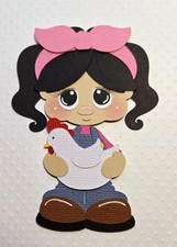 Chicken Girl Black Hair. Scrapbook, Card Making Paper Piecing