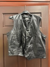Wilsons The Leather Experts Men's Vest Black Leather Motorcycle Y2K 90's Size M