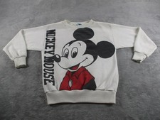 Vintage Disney Sweatshirt Womens Small White Mickey Mouse Fleece Raglan USA