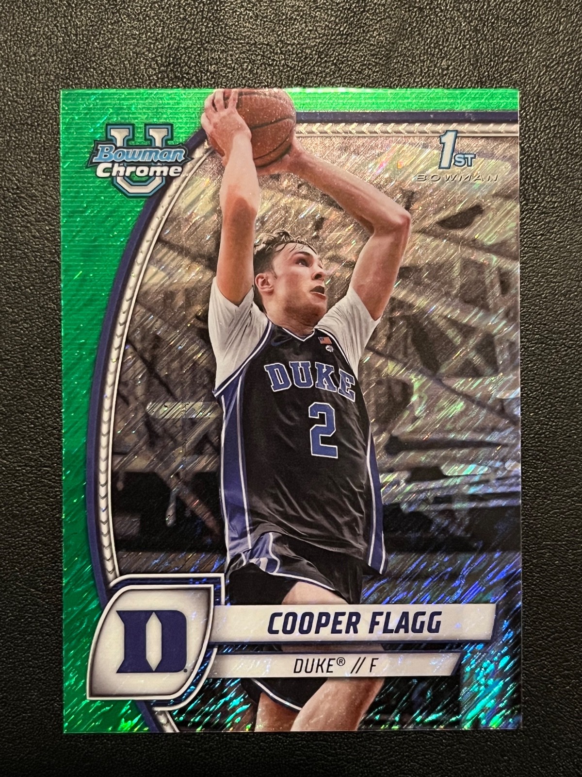 2024-25 Bowman University Chrome Cooper Flagg Green Shimmer Refractor #16