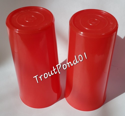 Vintage TUPPERWARE Salz- und Pfefferstreuer Set 4 Unzen Urlaub rot/rosa Dichtungen neu - Bild 5 von 6
