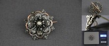 France/brooch/gold 750 18k/silver 800/diamond/weight gross 8.34 g
