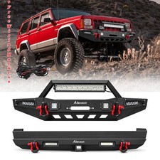 Front Or Rear Bumper Winch Mount Plate Set For 1984-2001 Jeep Cherokee Xj Black