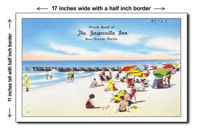 Florida 1940s - Private beach of The Gasparilla Inn, Boca Grand - 11x17 Poster