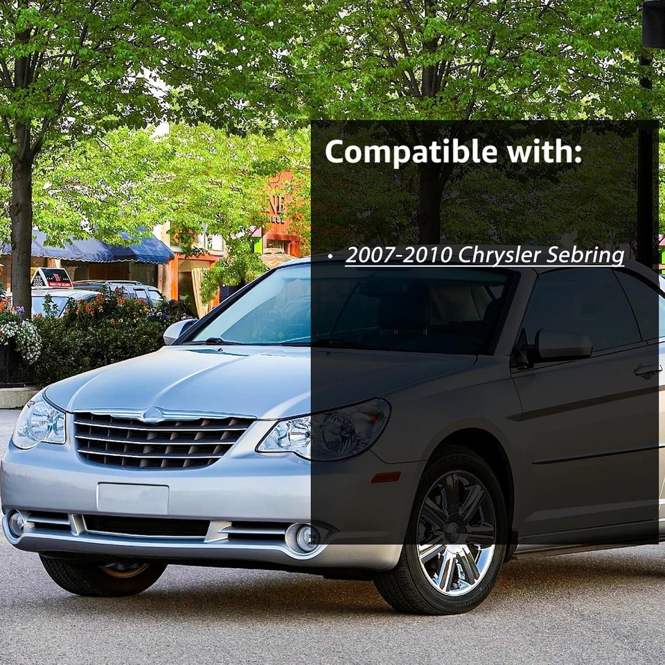 Headlights Assembly Pair for 2007 2008 2009 2010 Chrysler Sebring Direct Replace - Image 2 of 4