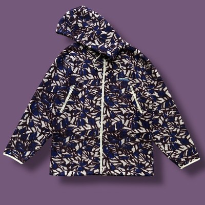 Vtg Helly Hansen Fleece Jacket Patterned Hoodie Full Zip 80s 90s Purple XL