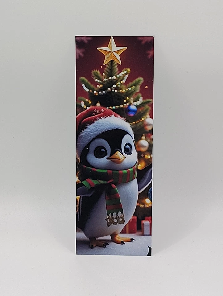 CREATIVE ALGORITHM ART Christmas Penguin Bookmark – Cozy Holiday Winter Reading