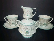 Vtg Noritake Paradise Mint Green Sugar Creamer Coffee Tea Cups 6 Piece Lot Japan