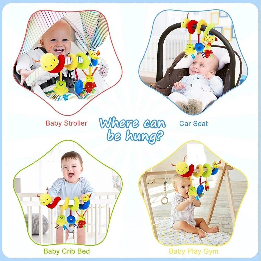 Cute Activity Musical Spiral Crib Stroller Car Seat Travel Hanging Toys Baby Boy — image 7