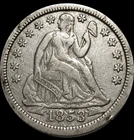 🔥1853 (Arrows) SEATED LIBERTY SILVER DIME COIN (XF-Extra Fine) Full "LIBERTY"