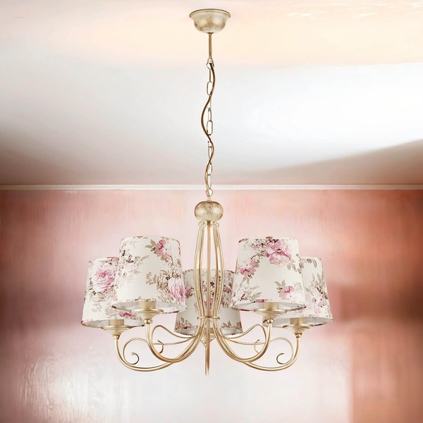 Kronleuchter Mit Schirm Blumen Motiv Ø70Cm Pendelleuchte Esszimmer Wohnzimmer-image