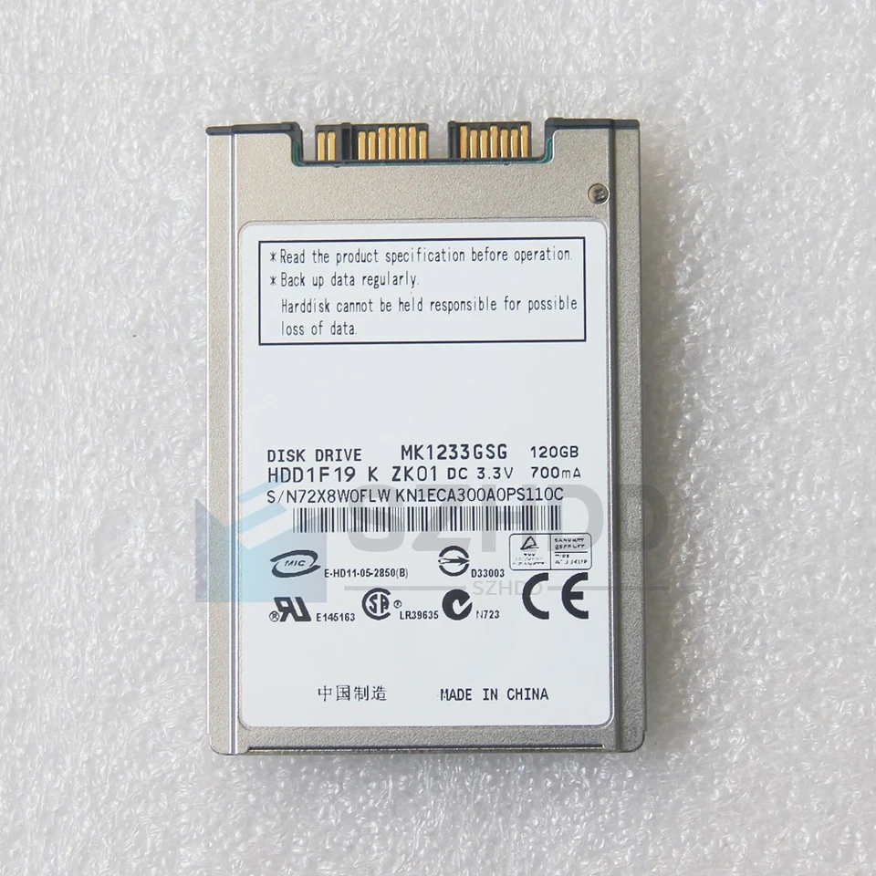 1.8" Toshiba MK1233GSG SATA 120GB Hard Drive For HP Elitebook 2530P 2730P 2740P - Image 2 of 3