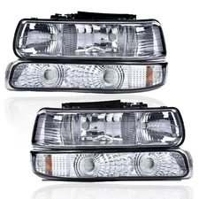 Headlight Assembly Head Lamp Compatible with Chevy Silverado 1999-2002