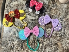 Disney Minnie Mouse Ear Headbands Multicolor Bow Lot