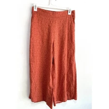H by Halston 100% linen pants wide legs summer vacation resort orange women L