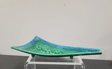 VTG Royal Haeger ceramic ART pottery Green Blue Ashtray 128 Drip Glaze 13" L MCM