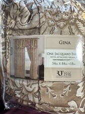 Gina Jacquard Curtain 4 Panel Set with Valance 54 X84 Beige New