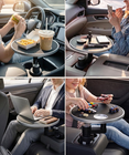 Car Table Tray, 360° Rotating round Cup Holder Table with Non-Slip Silicone Surf 313022577505