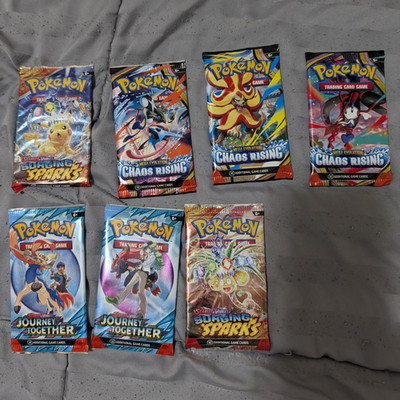 Pokémon TCG 6 Sealed Booster Packs: Chaos Rising, Surging Sparks, Journey 