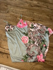 Floral Chemise Gown Sleeveless Strap Multicolor Green Pink Women's Sleepwear