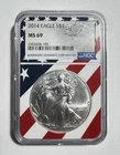 2014 $1 American 1oz Silver Eagle NGC MS69 Flag Label Core