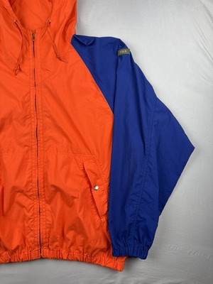 Vintage 90s Polo Ralph Lauren Sport Windbreaker Jacket Orange Blue