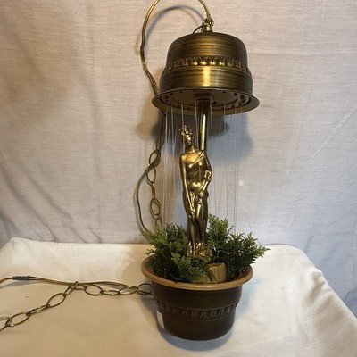 Vintage Brass Chain Metal Oil Rain Lamp Greek Goddess  Roman Hanging Works