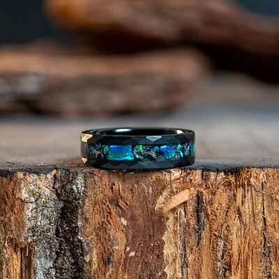 Opal Ring Swedish Meteorite Ring Opal Engagement Ring With