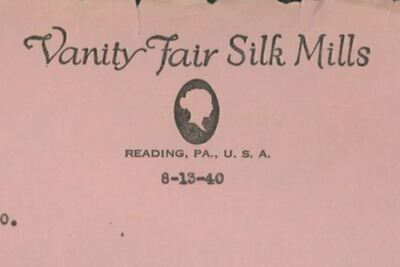1940 Vanity Fair Silk Mills Reading PA Credit R.F. Strickland Co. Concord GA 301