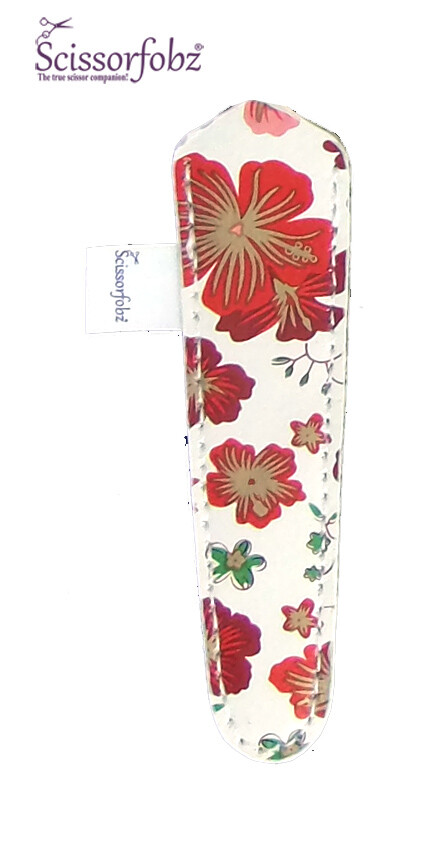 SCISSORFOBZ Designer Scissors Sheath Cover Single Small Red Floral Garden