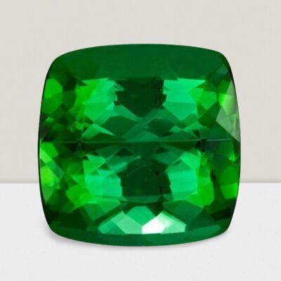 Green Tourmaline Cushion Cut Gemstone 4.50 Cts - 11 mm Vivid Loose Gem