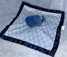 Cloud Island Blue Whale Anchor Satin Trim 14 X 14 Security Blanket Plush Lovey