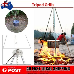 Portable Outdoor Campfire Cooking Tripod Hanging Grill Grate Stand