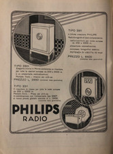 Pubblicità d'epoca 1930 reclame stampa pubblicitaria pagina intera Philips Radio
